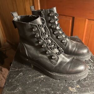 Black Gem Zip-Up Combat Boots